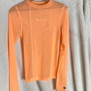Champion Orange Mesh Long Sleeve Tee